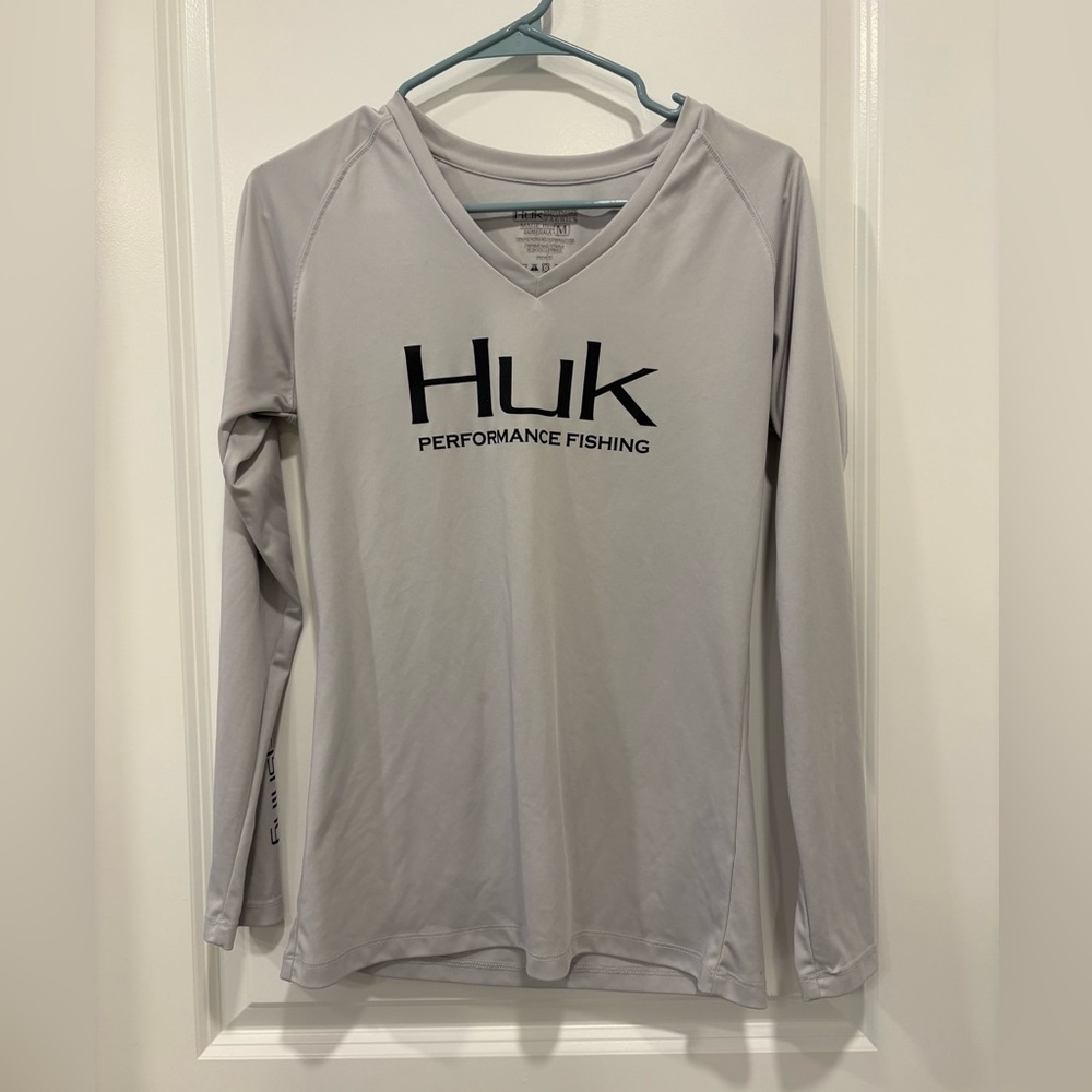 Huk Light Gray Performance Long Sleeve Shirt